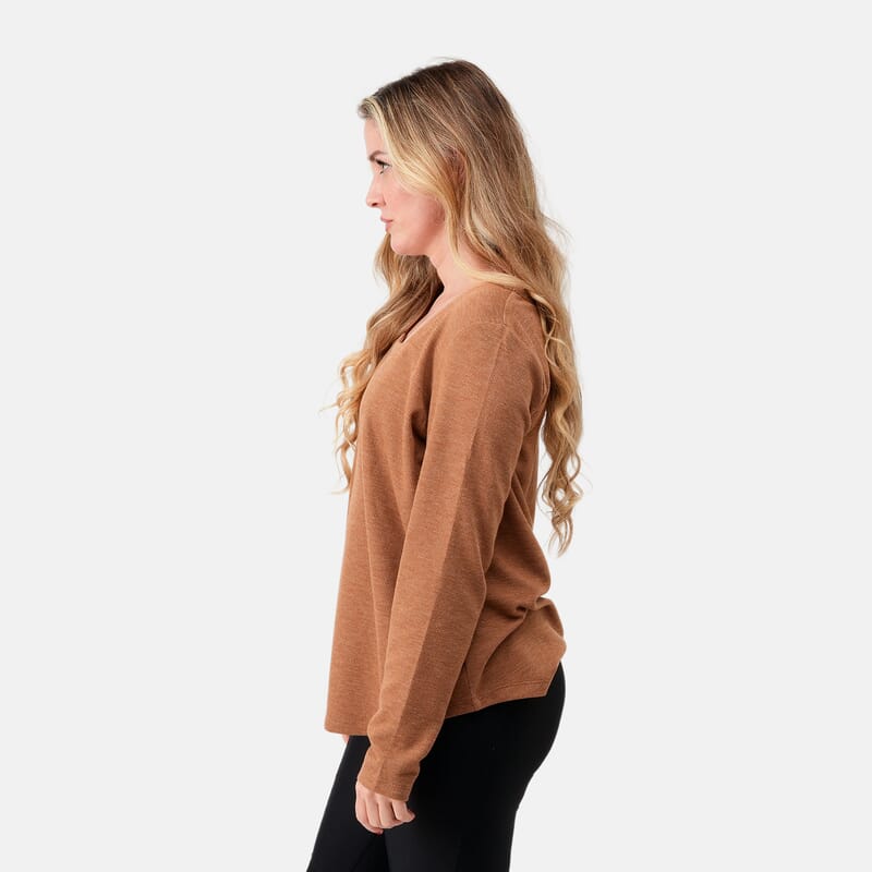 Susan Graver Light Honey Square Neck Waffle Knit Top -S