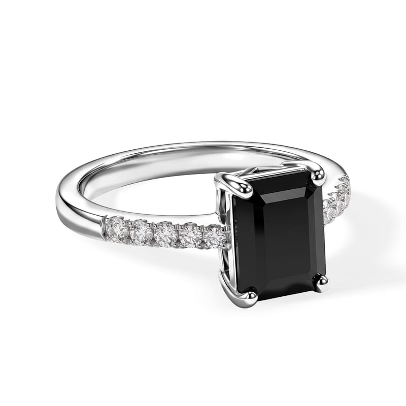 D'Joy Black and White Moissanite 2.70 ctw Ring in Rhodium Over Sterling Silver (Size 10.0)