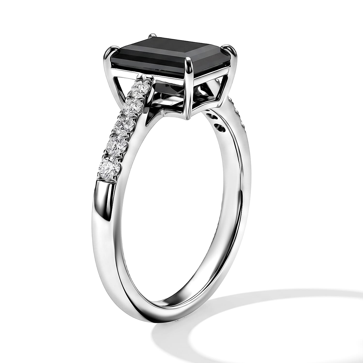 D'Joy Black and White Moissanite 2.70 ctw Ring in Rhodium Over Sterling Silver (Size 10.0)