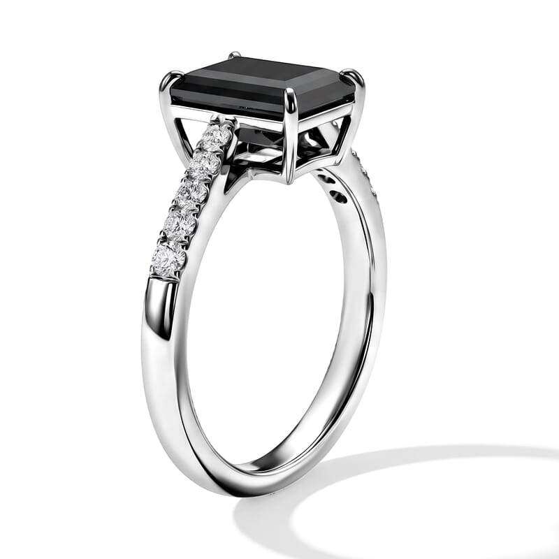 D'Joy Black and White Moissanite 2.70 ctw Ring in Rhodium Over Sterling Silver (Size 10.0)