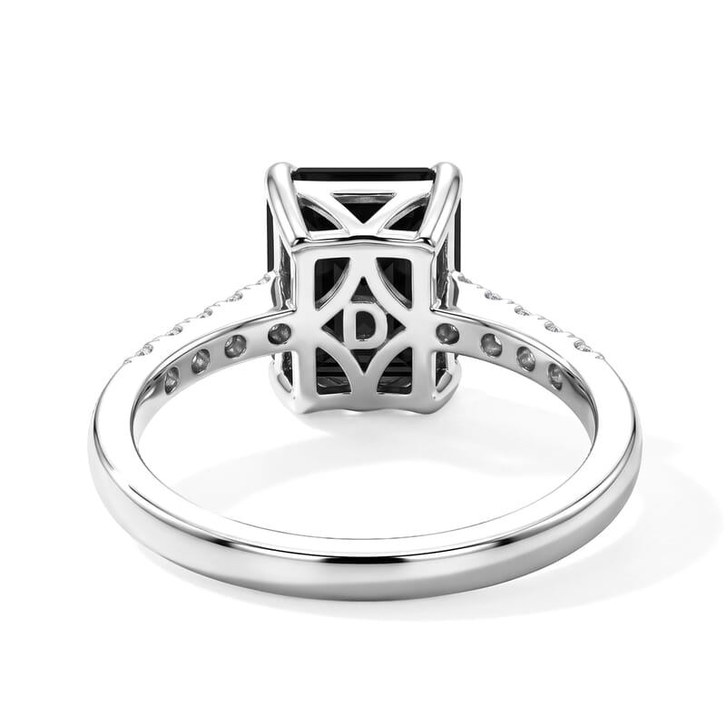 D'Joy Black and White Moissanite 2.70 ctw Ring in Rhodium Over Sterling Silver (Size 10.0)