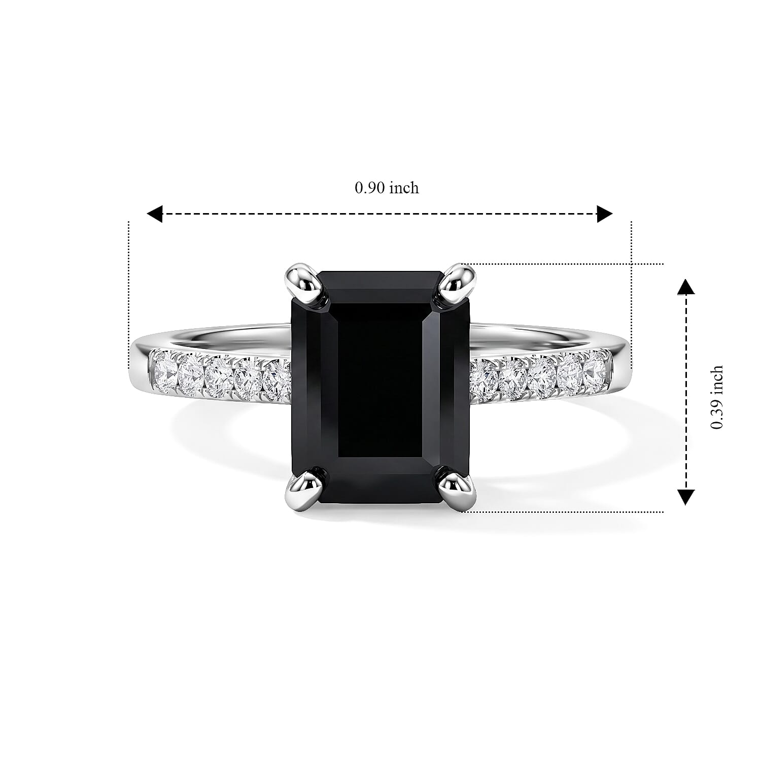 D'Joy Black and White Moissanite 2.70 ctw Ring in Rhodium Over Sterling Silver (Size 10.0)