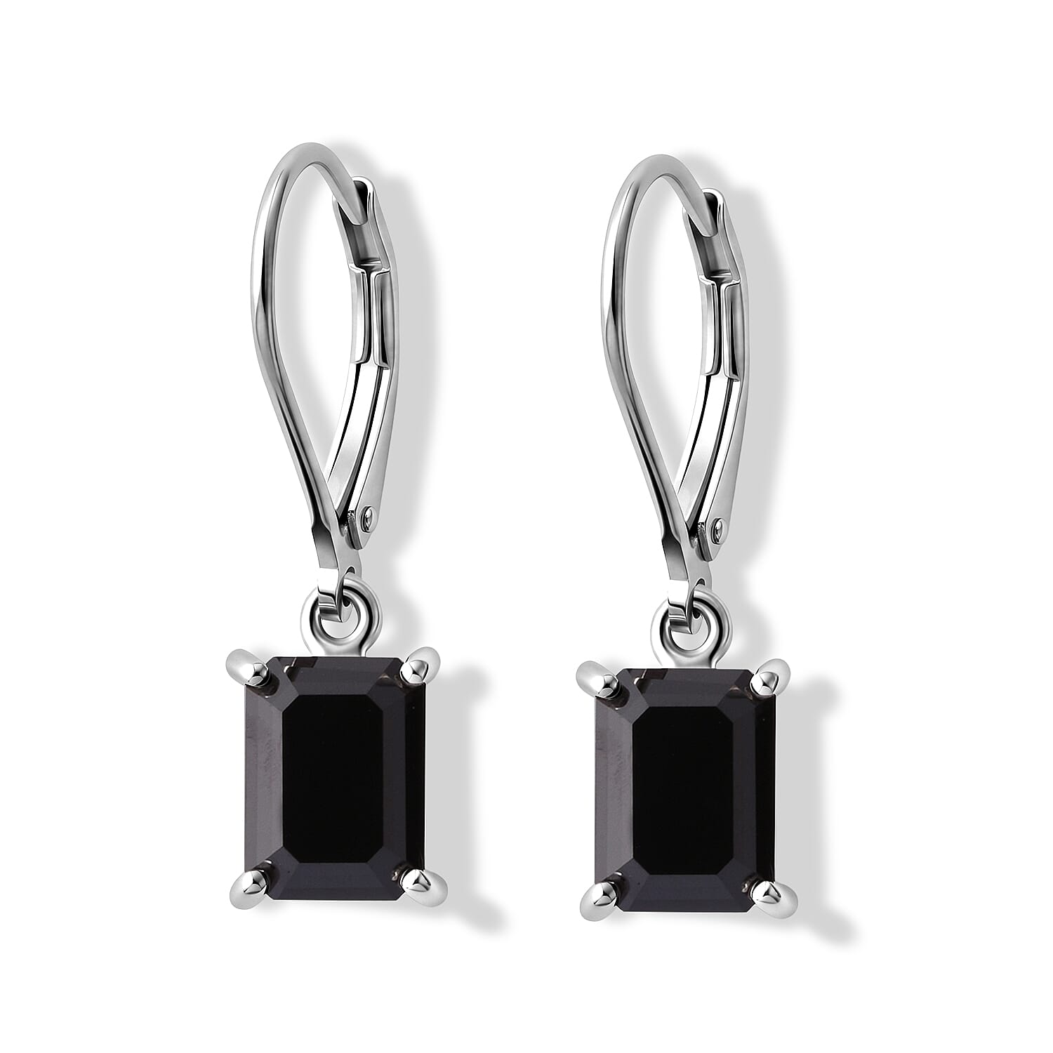 D''Joy Black Moissanite 3.20 ctw Earrings in Rhodium Over Sterling Silver