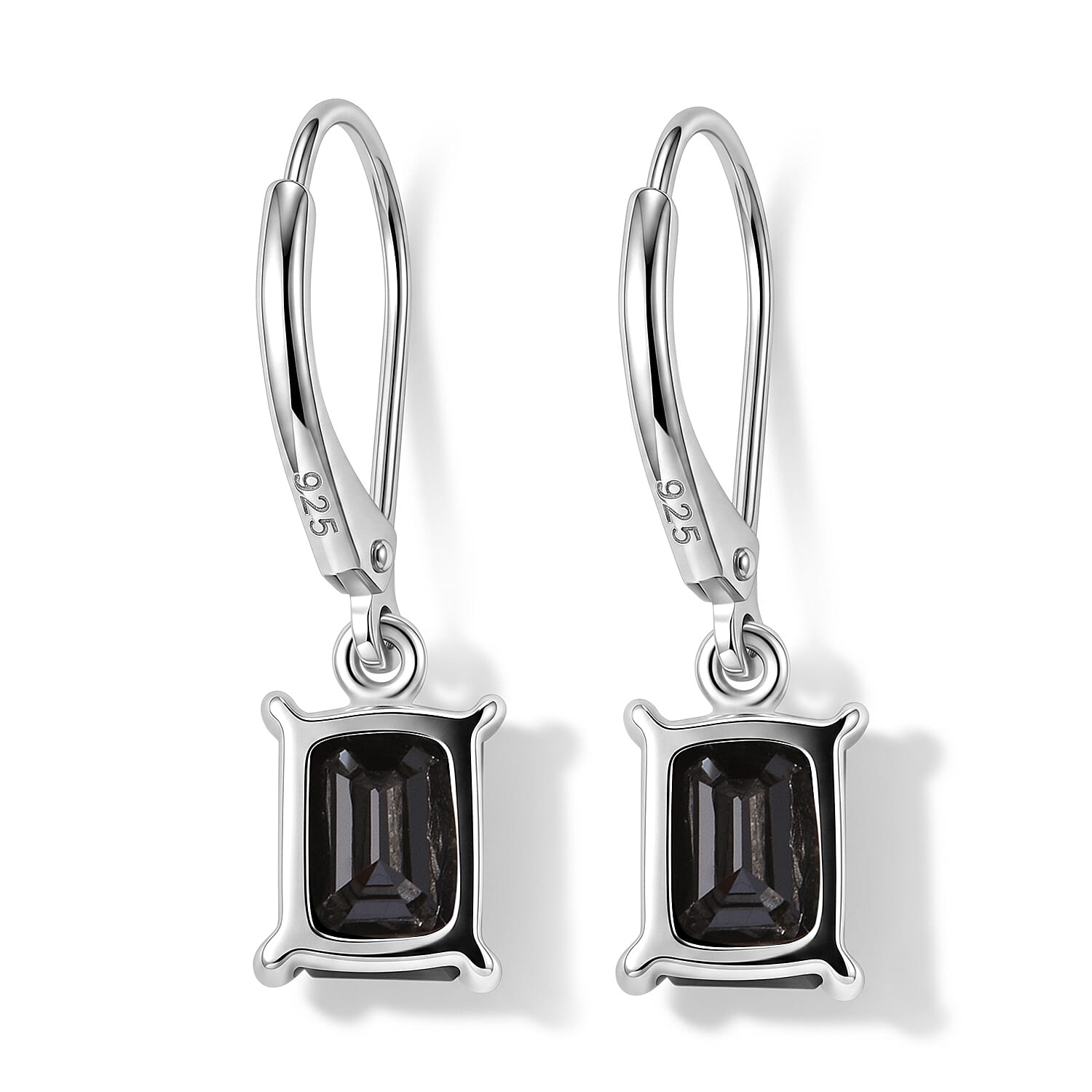 D'Joy Black Moissanite 3.20 ctw Earrings in Rhodium Over Sterling Silver