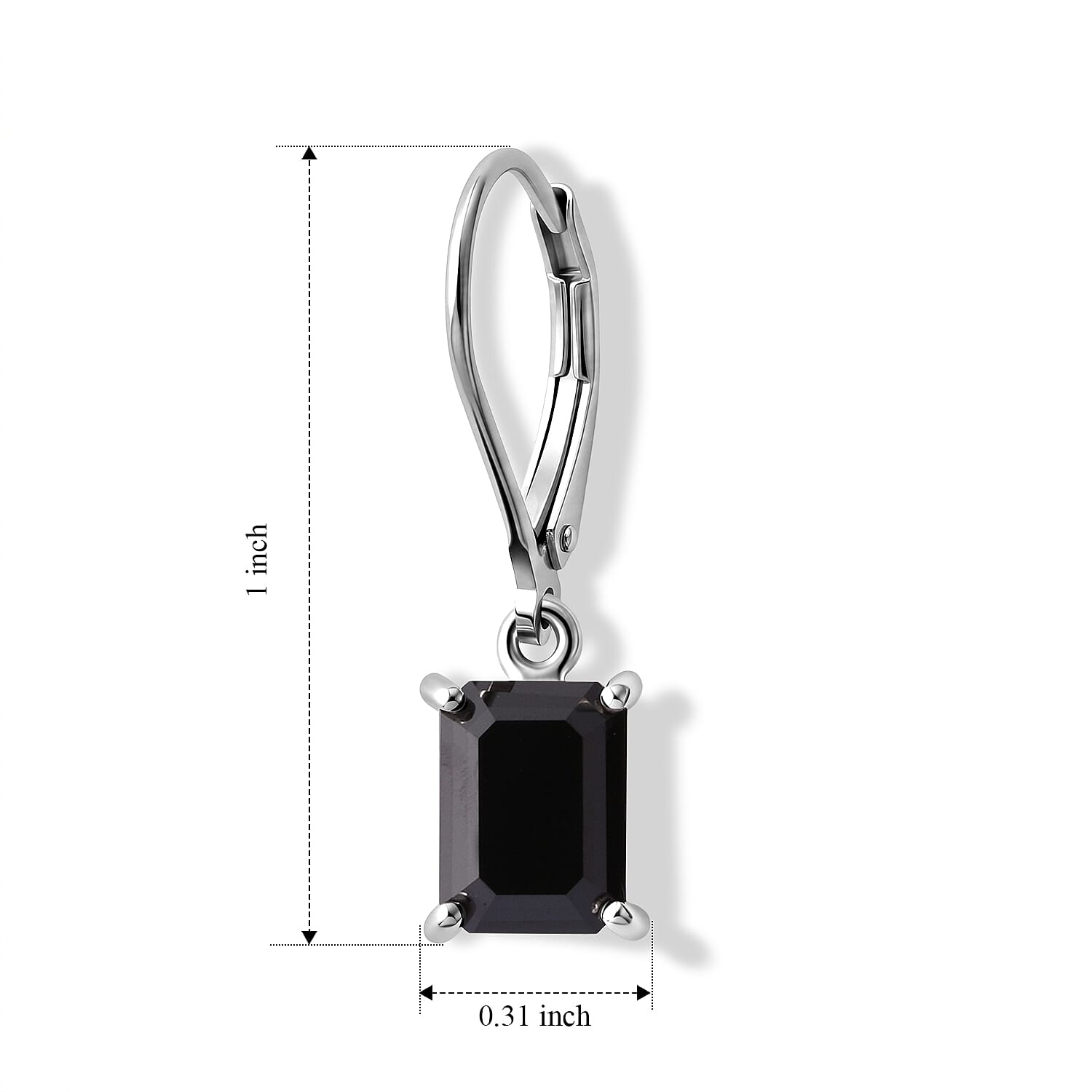 D'Joy Black Moissanite 3.20 ctw Earrings in Rhodium Over Sterling Silver