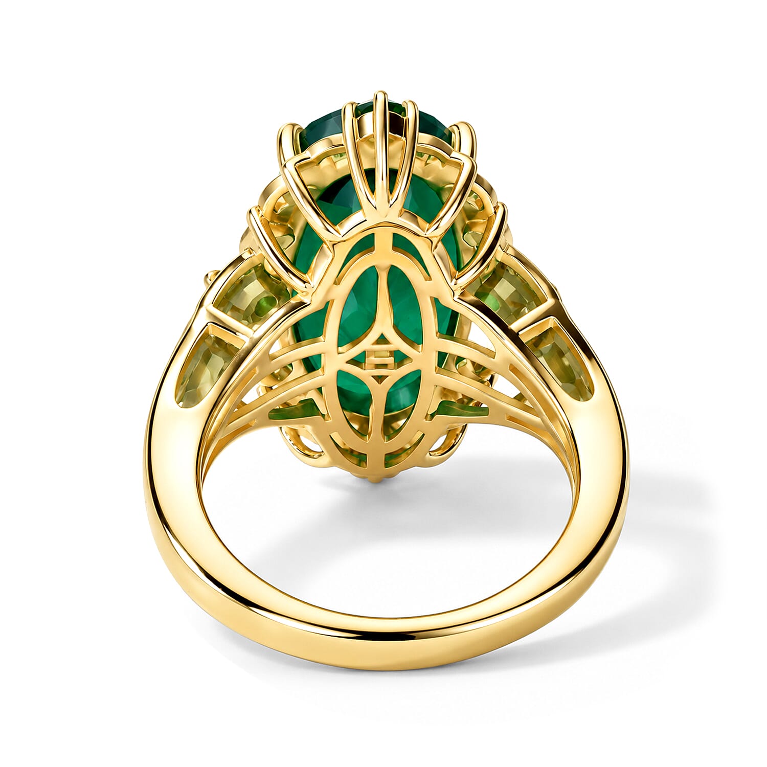 EverTrue Verde Onyx and Chrome Diopside 8.10 ctw Enchanted Vein Ring in 18K YG Plated (Size 10.0)