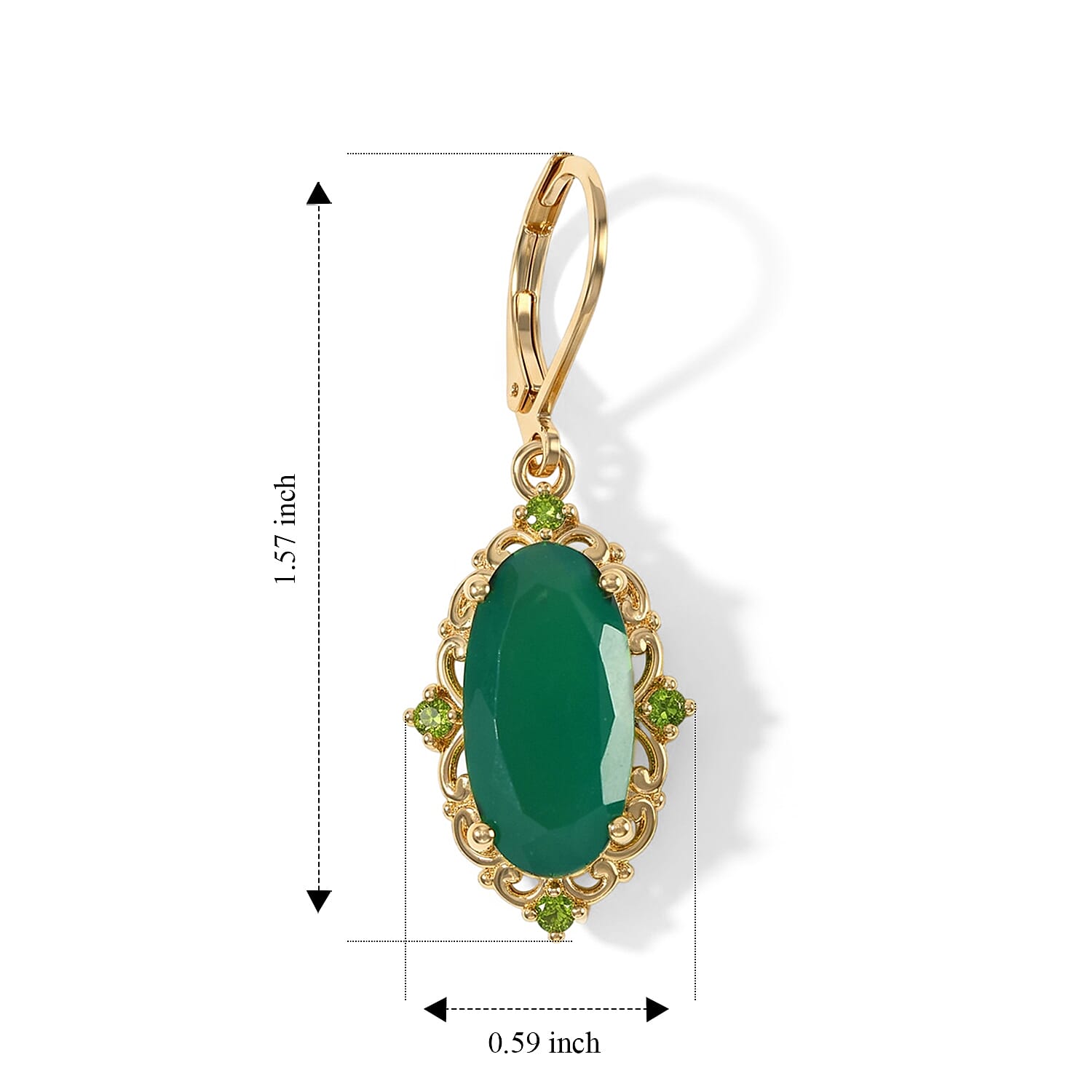 EverTrue Verde Onyx and Chrome Diopside 8.70 ctw Solitaire Lever Back Earrings in 18K YG Plated