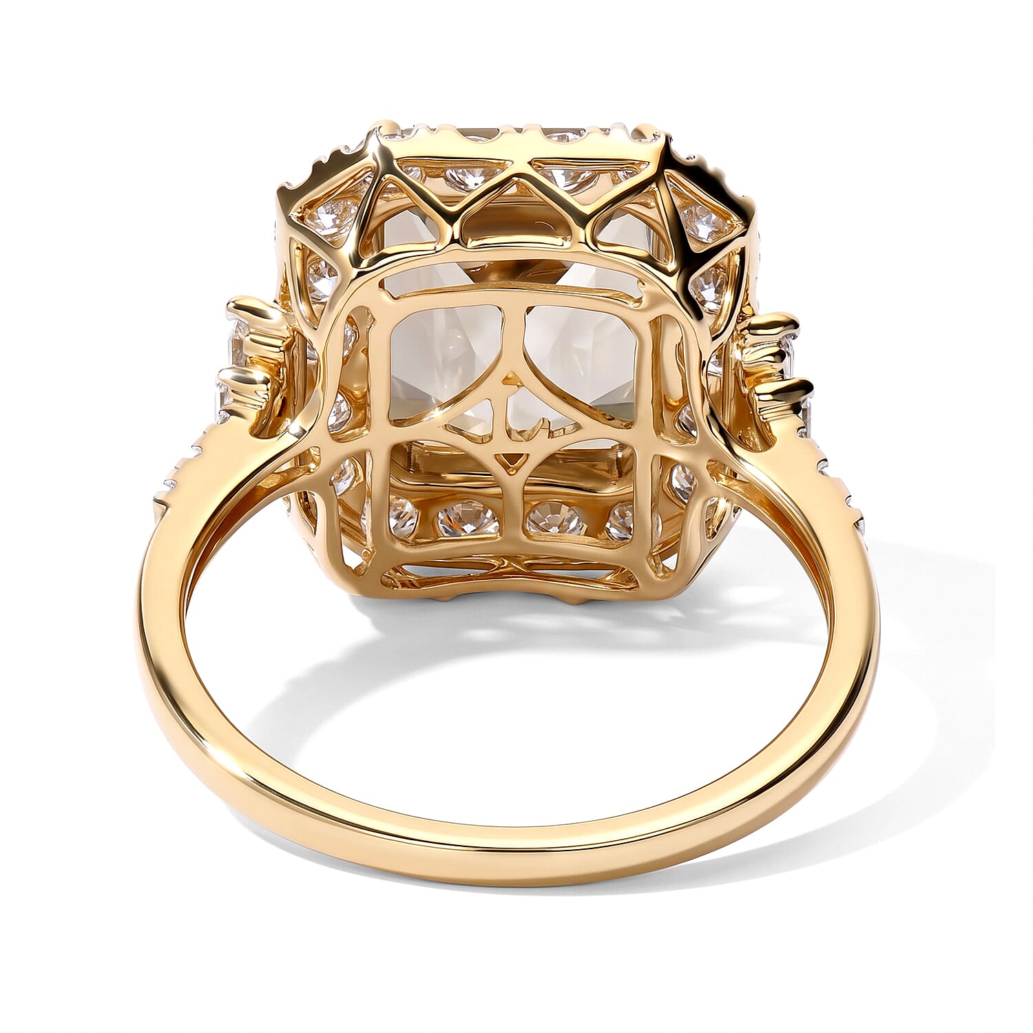 Certified and Appraised AAA Turkizite and Luxuriant Lab Grown Diamond G-H SI 6.50 ctw Ring in 10K Yellow Gold (Size 7.0)