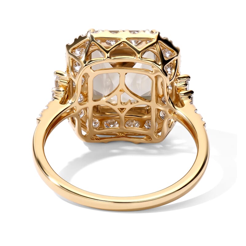 Certified and Appraised AAA Turkizite and Luxuriant Lab Grown Diamond G-H SI 6.50 ctw Ring in 10K Yellow Gold (Size 7.0)