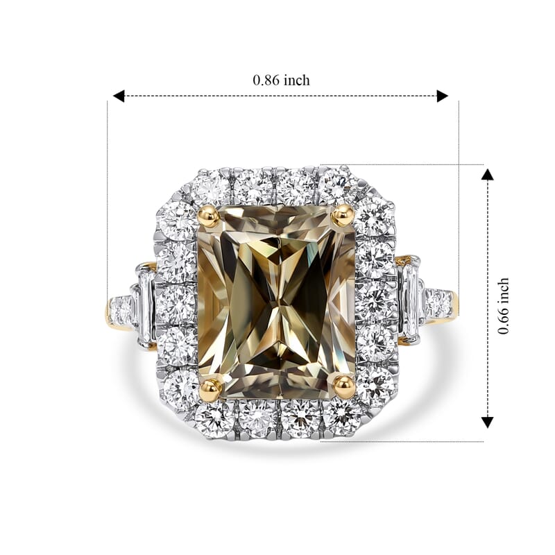 Certified and Appraised AAA Turkizite and Luxuriant Lab Grown Diamond G-H SI 6.50 ctw Ring in 10K Yellow Gold (Size 7.0)