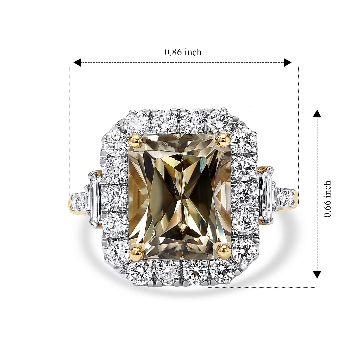 Certified and Appraised AAA Turkizite and Luxuriant Lab Grown Diamond G-H SI 6.50 ctw Ring in 10K Yellow Gold (Size 8.0)