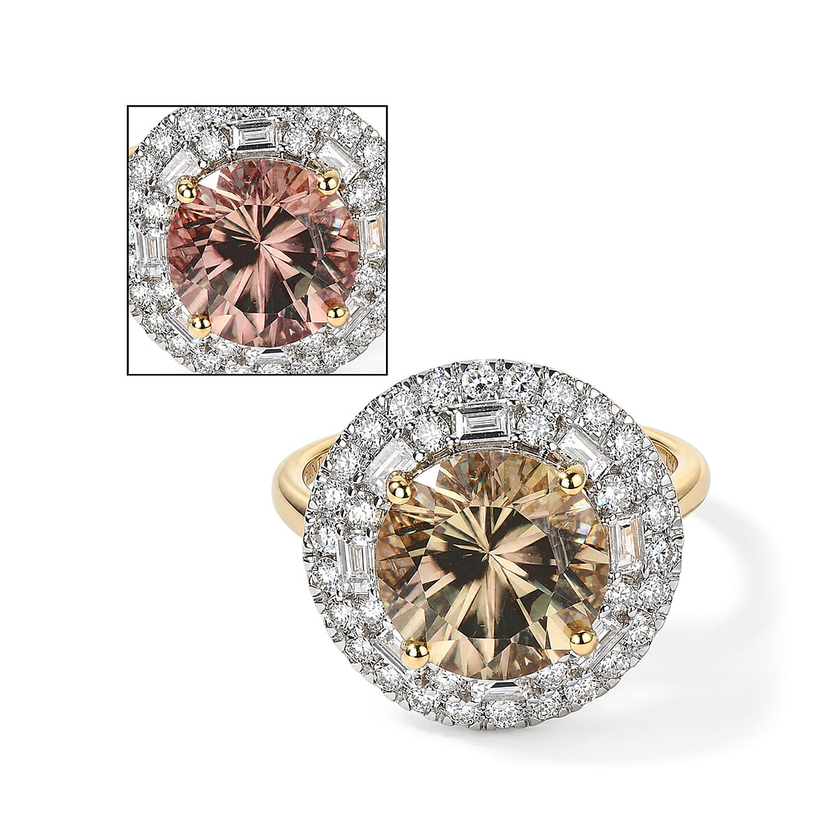 Certified & Appraised AAA Turkizite and Luxuriant Lab Grown Diamond G-H SI 5.50 ctw Ring in 10K Yellow Gold (Size 6.0)