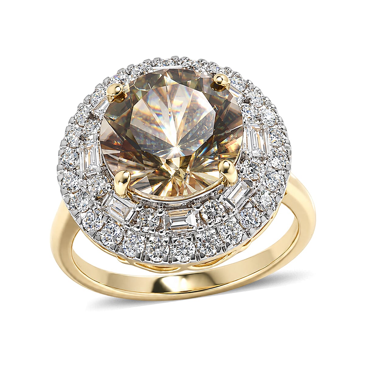 Certified & Appraised AAA Turkizite and Luxuriant Lab Grown Diamond G-H SI 5.50 ctw Ring in 10K Yellow Gold (Size 6.0)