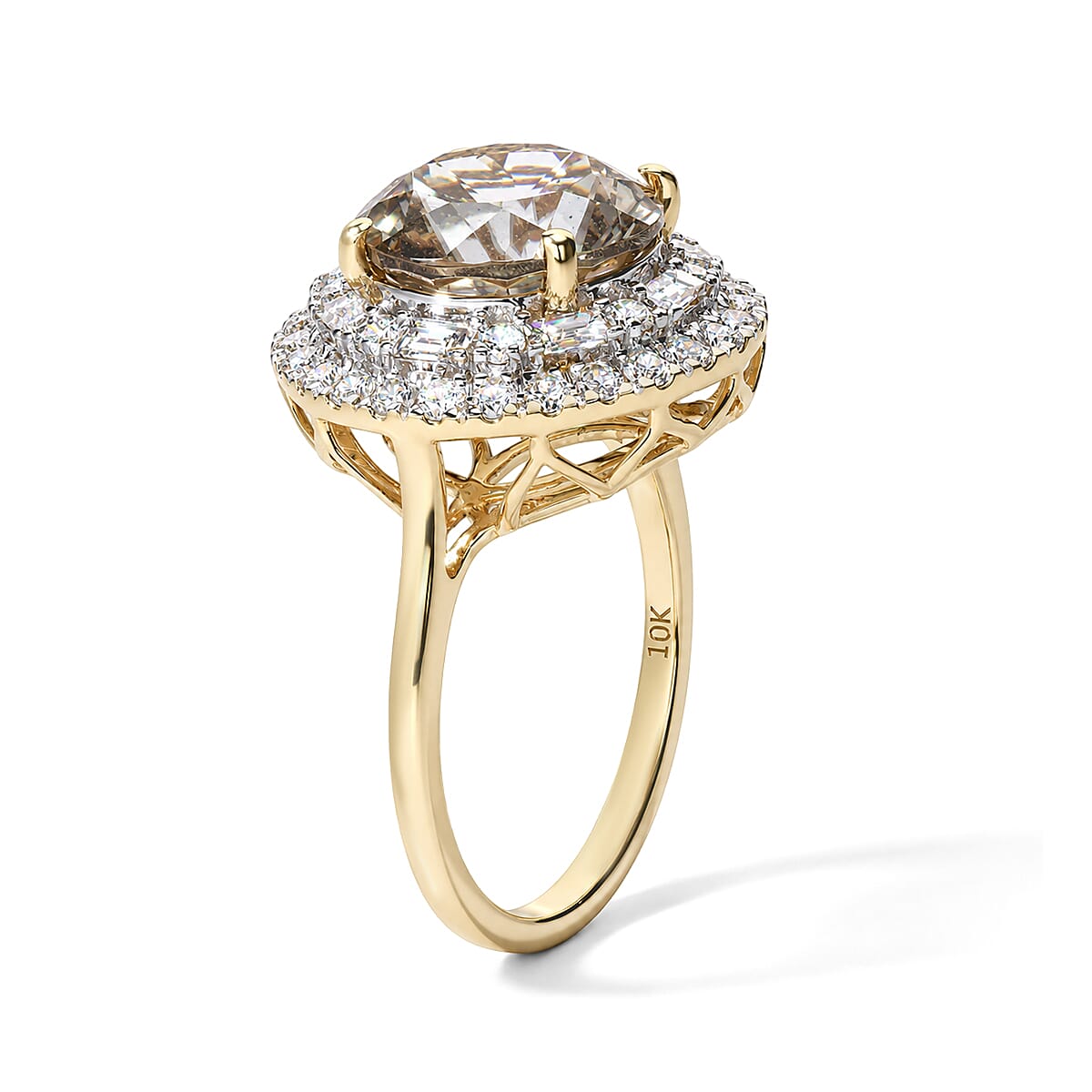 Certified & Appraised AAA Turkizite and Luxuriant Lab Grown Diamond G-H SI 5.50 ctw Ring in 10K Yellow Gold (Size 6.0)