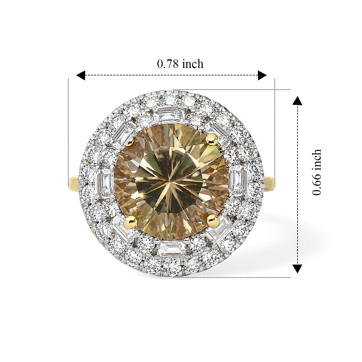 Certified & Appraised AAA Turkizite and Luxuriant Lab Grown Diamond G-H SI 5.50 ctw Ring in 10K Yellow Gold (Size 6.0)