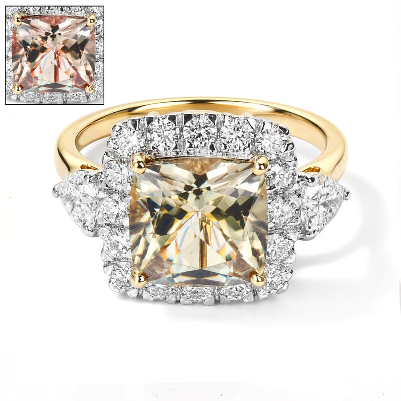 Certified and Appraised AAA Turkizite and Luxuriant Lab Grown Diamond G-H SI 5.00 ctw Ring in 10K Yellow Gold (Size 7.0)
