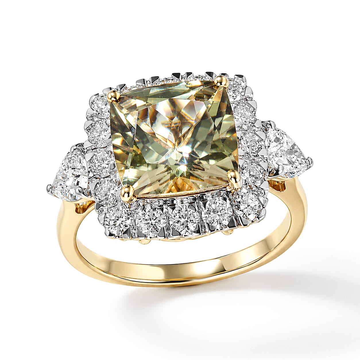 Certified and Appraised AAA Turkizite and Luxuriant Lab Grown Diamond G-H SI 5.00 ctw Ring in 10K Yellow Gold (Size 7.0)