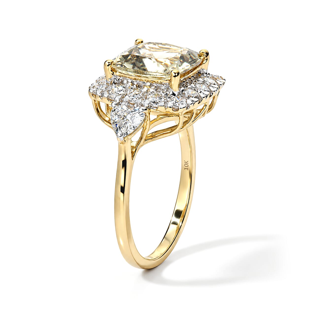 Certified and Appraised AAA Turkizite and Luxuriant Lab Grown Diamond G-H SI 5.00 ctw Ring in 10K Yellow Gold (Size 7.0)