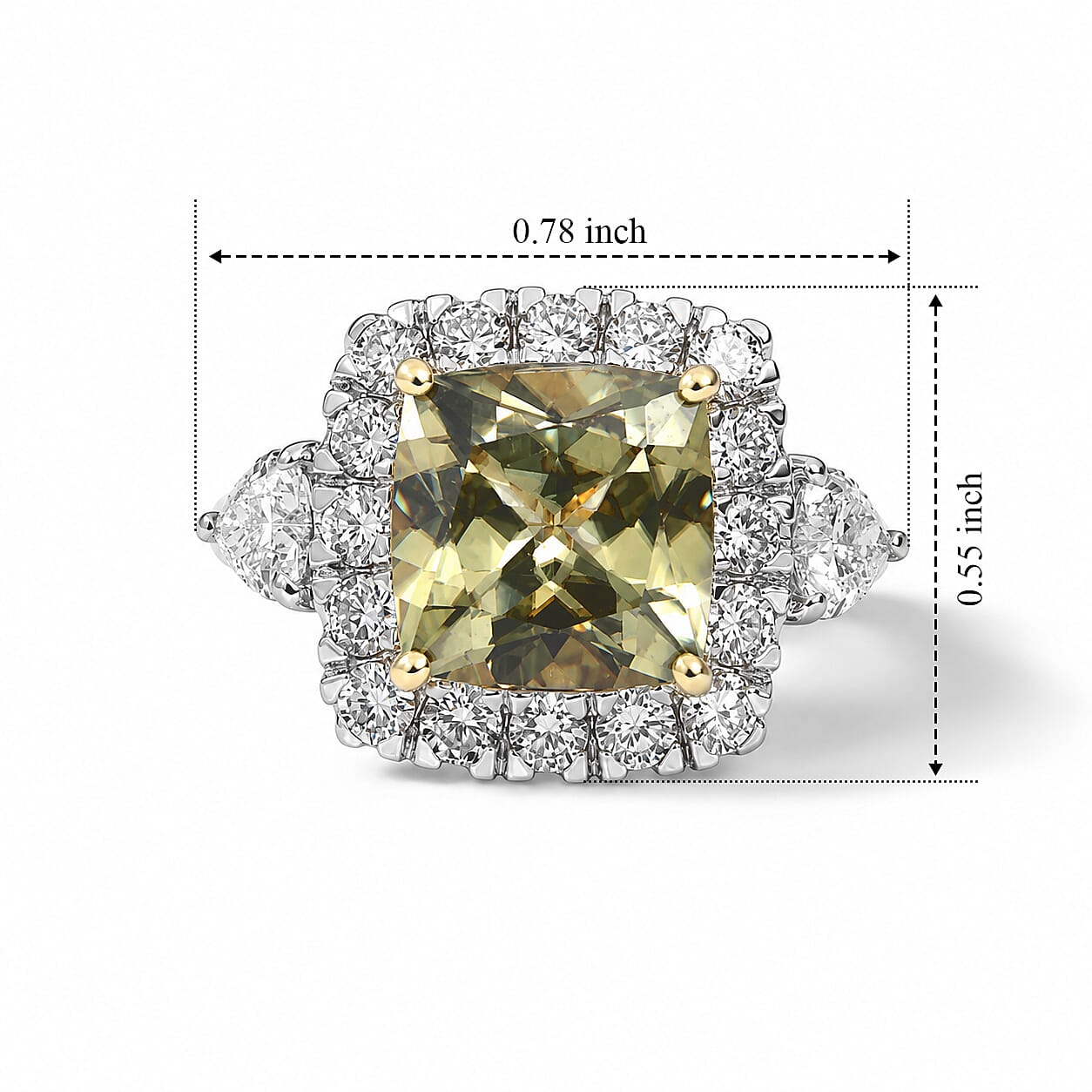 Certified and Appraised AAA Turkizite and Luxuriant Lab Grown Diamond G-H SI 5.00 ctw Ring in 10K Yellow Gold (Size 7.0)