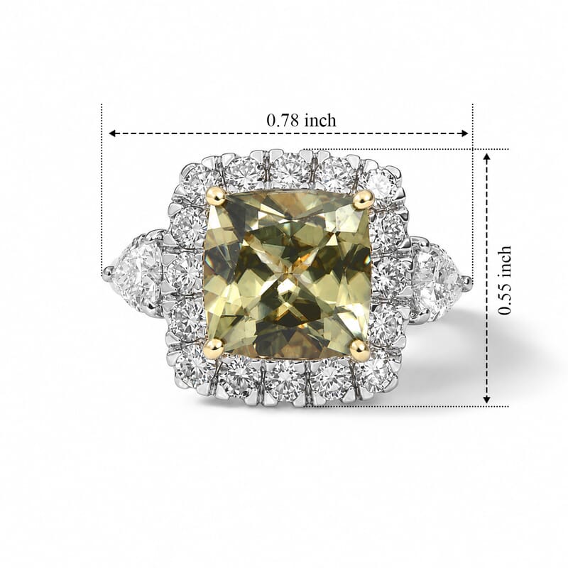 Certified and Appraised AAA Turkizite and Luxuriant Lab Grown Diamond G-H SI 5.00 ctw Ring in 10K Yellow Gold (Size 7.0)