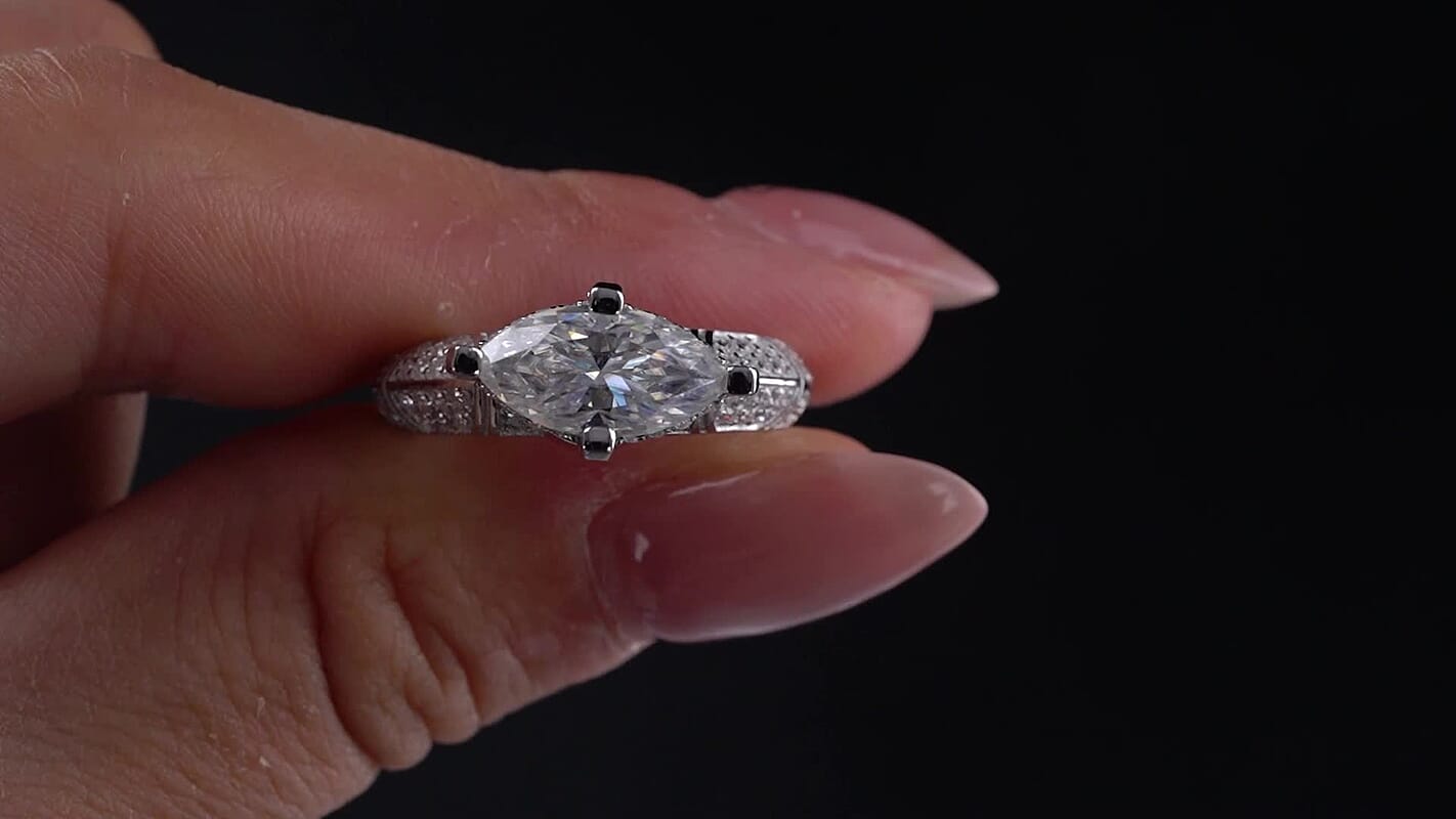 D''Joy Moissanite 2.20 ctw Ring in Rhodium Over Sterling Silver (Size 10.0)