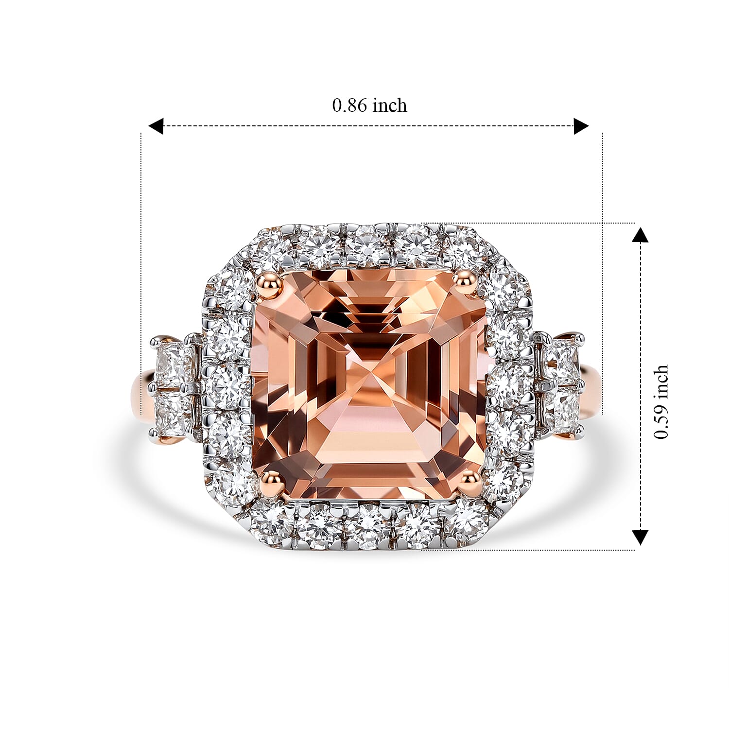 Certified and Appraised AAA Marropino Morganite and Luxuriant Lab Grown Diamond G-H SI 5.70 ctw Ring in 10K Rose Gold (Size 6.0)