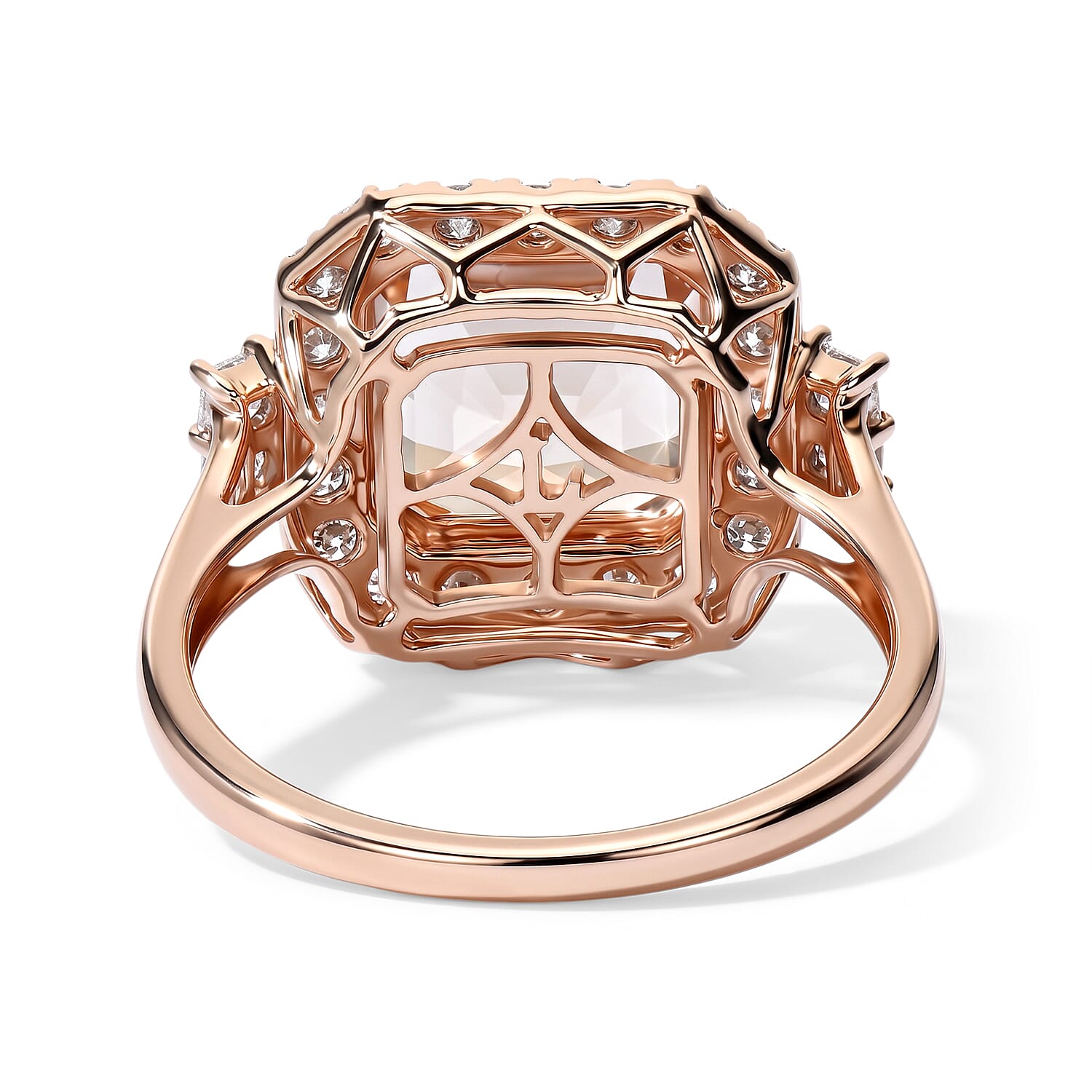 Certified and Appraised AAA Marropino Morganite and Luxuriant Lab Grown Diamond G-H SI 5.70 ctw Ring in 10K Rose Gold (Size 7.0)