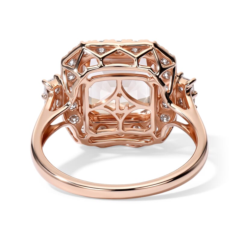 Certified and Appraised AAA Marropino Morganite and Luxuriant Lab Grown Diamond G-H SI 5.70 ctw Ring in 10K Rose Gold (Size 7.0)