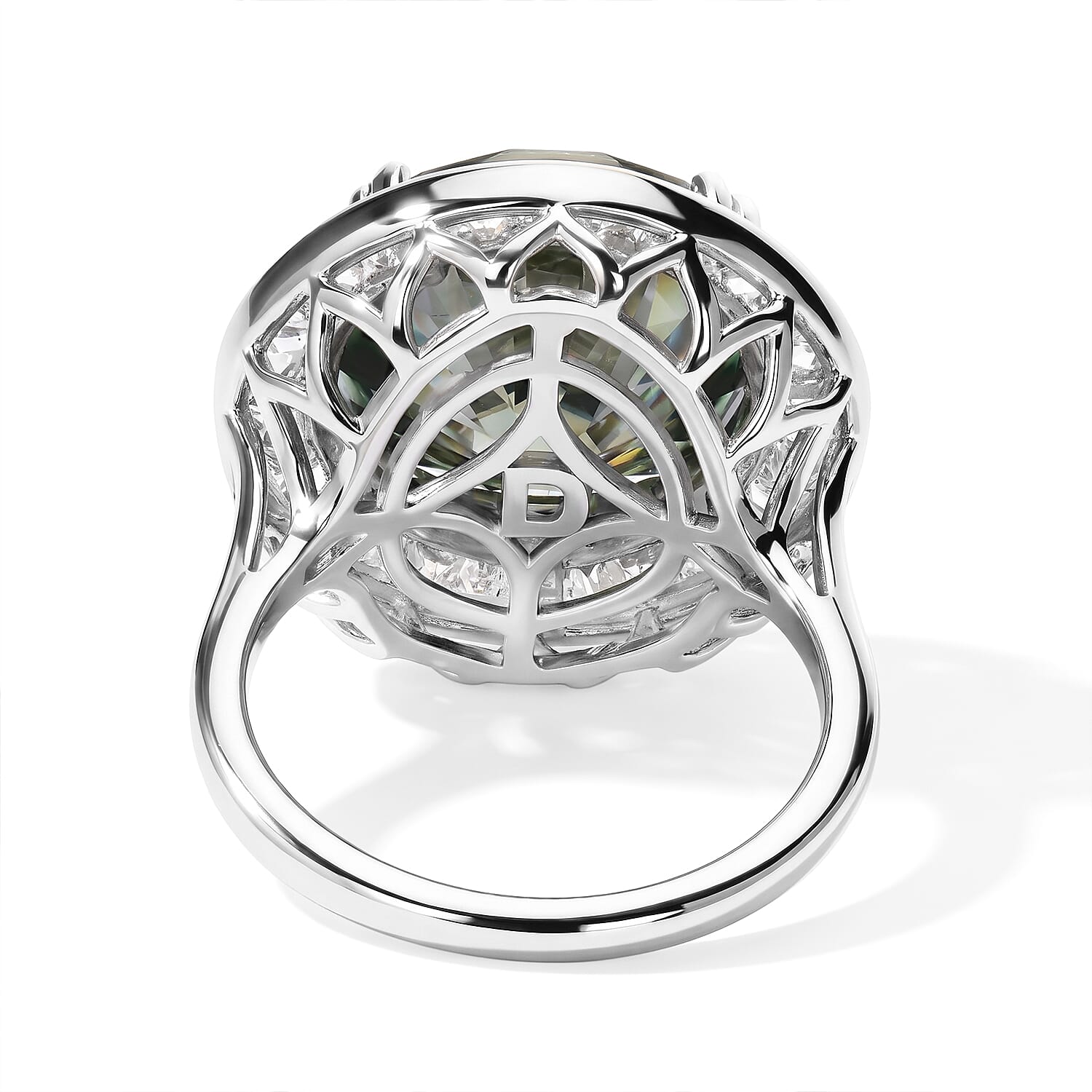 Certified and Appraised D'Joy Green and White Moissanite 10.80 ctw Ring in Rhodium Over Sterling Silver (Size 10.0)
