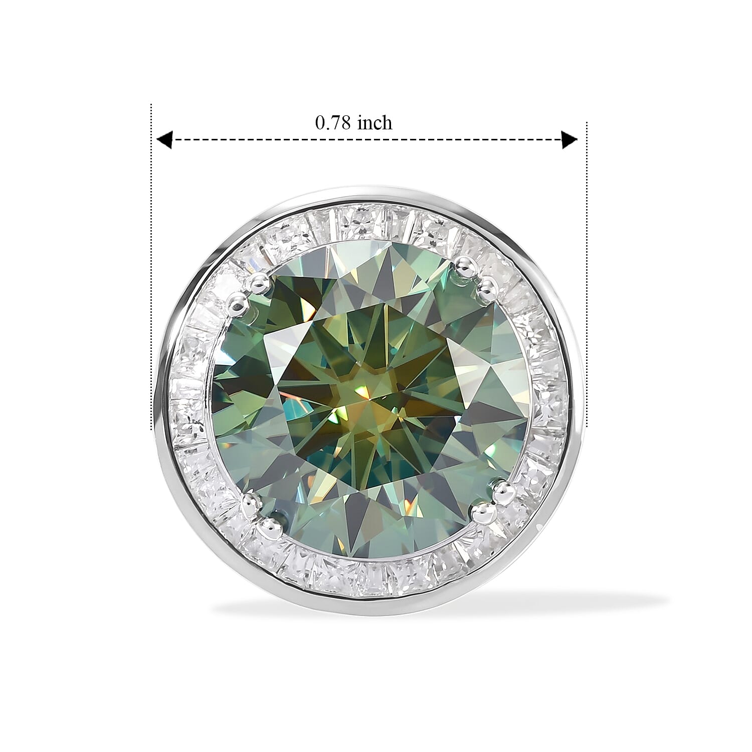 Certified and Appraised D'Joy Green and White Moissanite 10.80 ctw Ring in Rhodium Over Sterling Silver (Size 10.0)