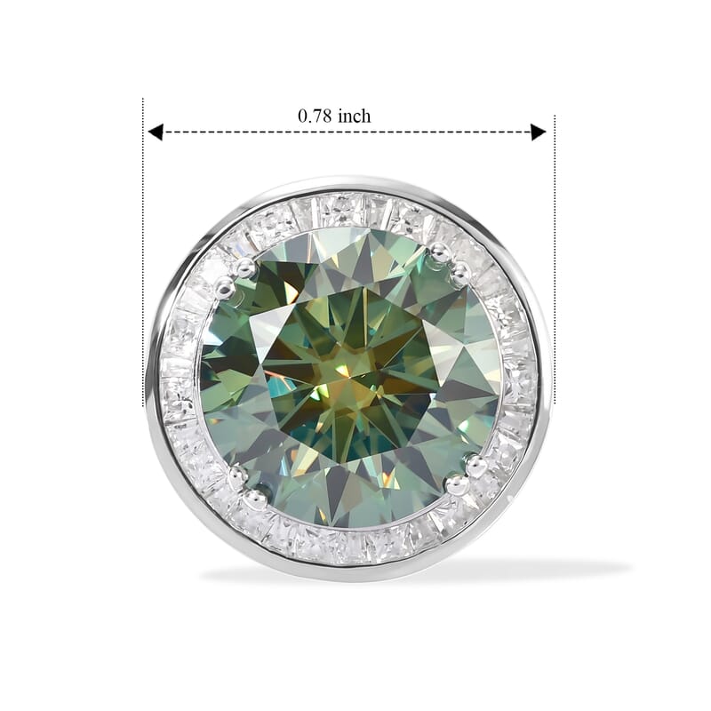 Certified and Appraised D'Joy Green and White Moissanite 10.80 ctw Ring in Rhodium Over Sterling Silver (Size 10.0)