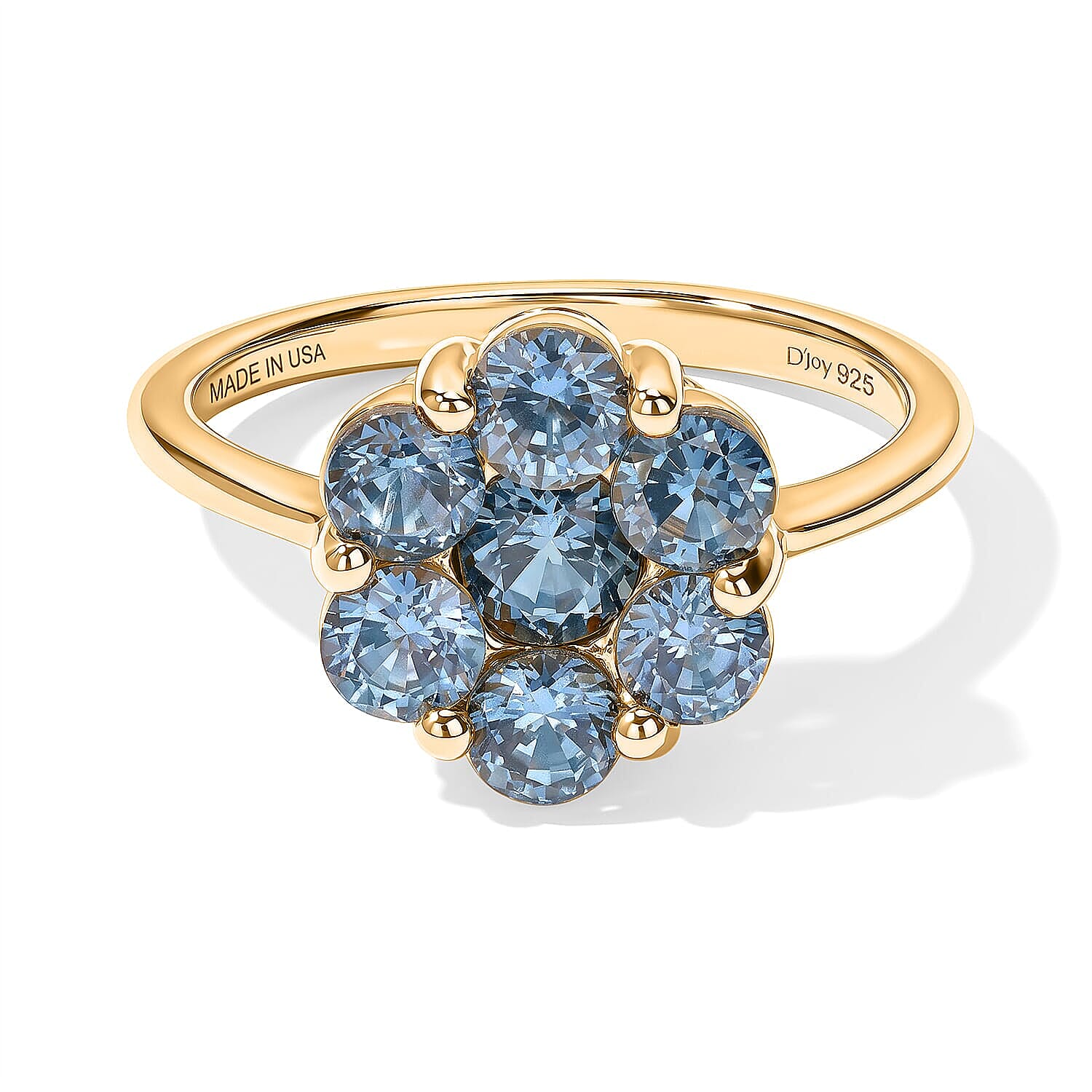 D'Joy Premium Montana Sapphire 1.70 ctw Mountain Bloom Ring in 18K Vermeil Yellow Gold Over Sterling Silver (Size 5.0)