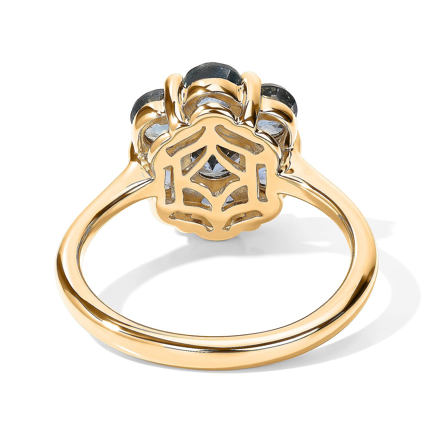 D'Joy Premium Montana Sapphire 1.70 ctw Mountain Bloom Ring in 18K Vermeil Yellow Gold Over Sterling Silver (Size 5.0)