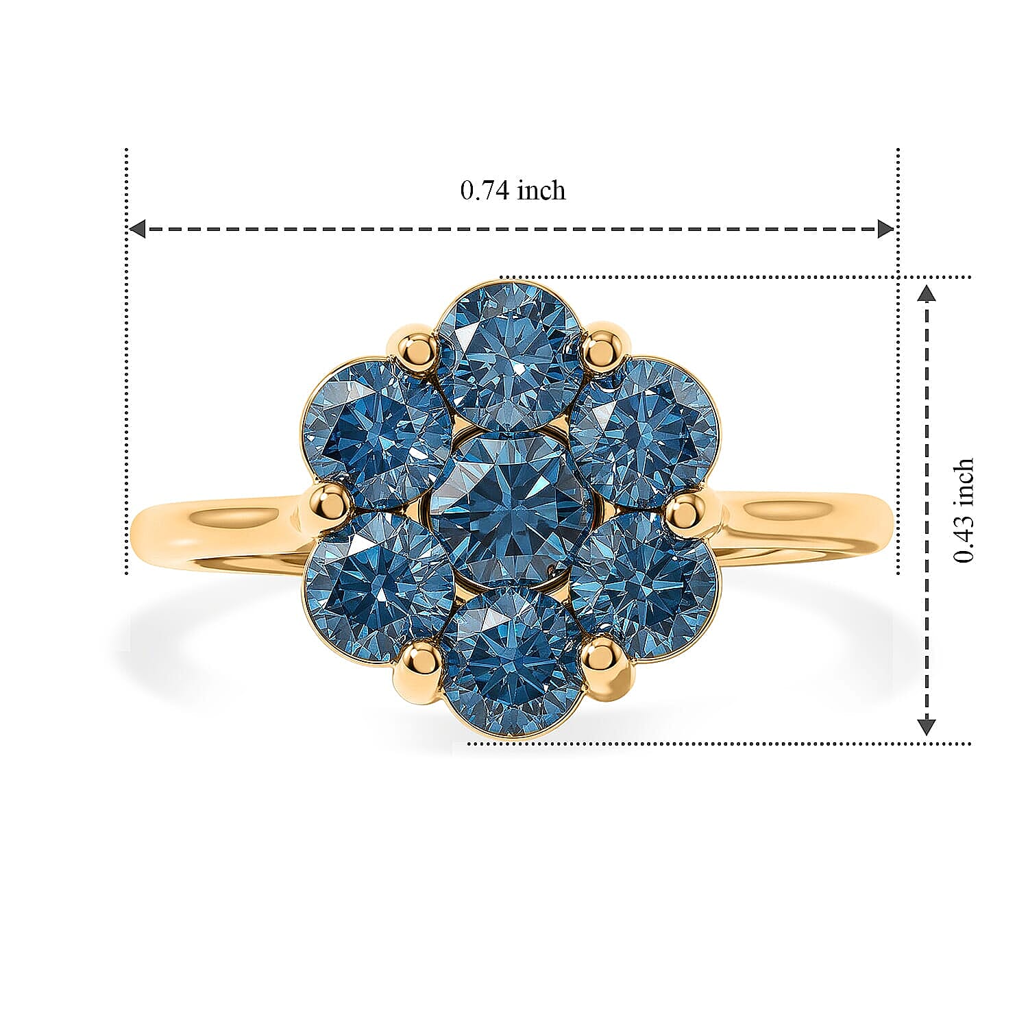 D'Joy Premium Montana Sapphire 1.70 ctw Mountain Bloom Ring in 18K Vermeil Yellow Gold Over Sterling Silver (Size 5.0)