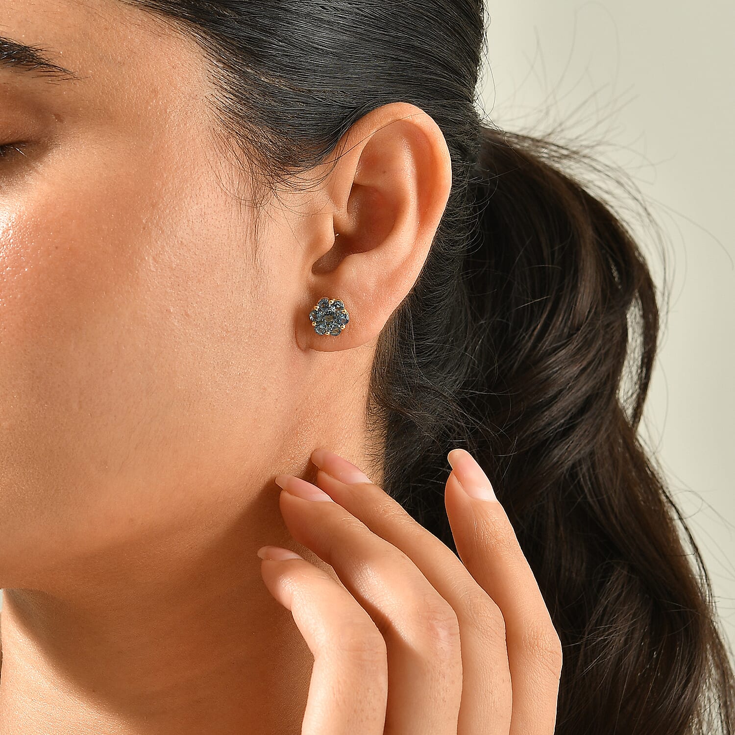 D'Joy Premium Montana Sapphire 2.25 ctw Mountain Bloom Earrings in 18K Vermeil Yellow Gold Over Sterling Silver