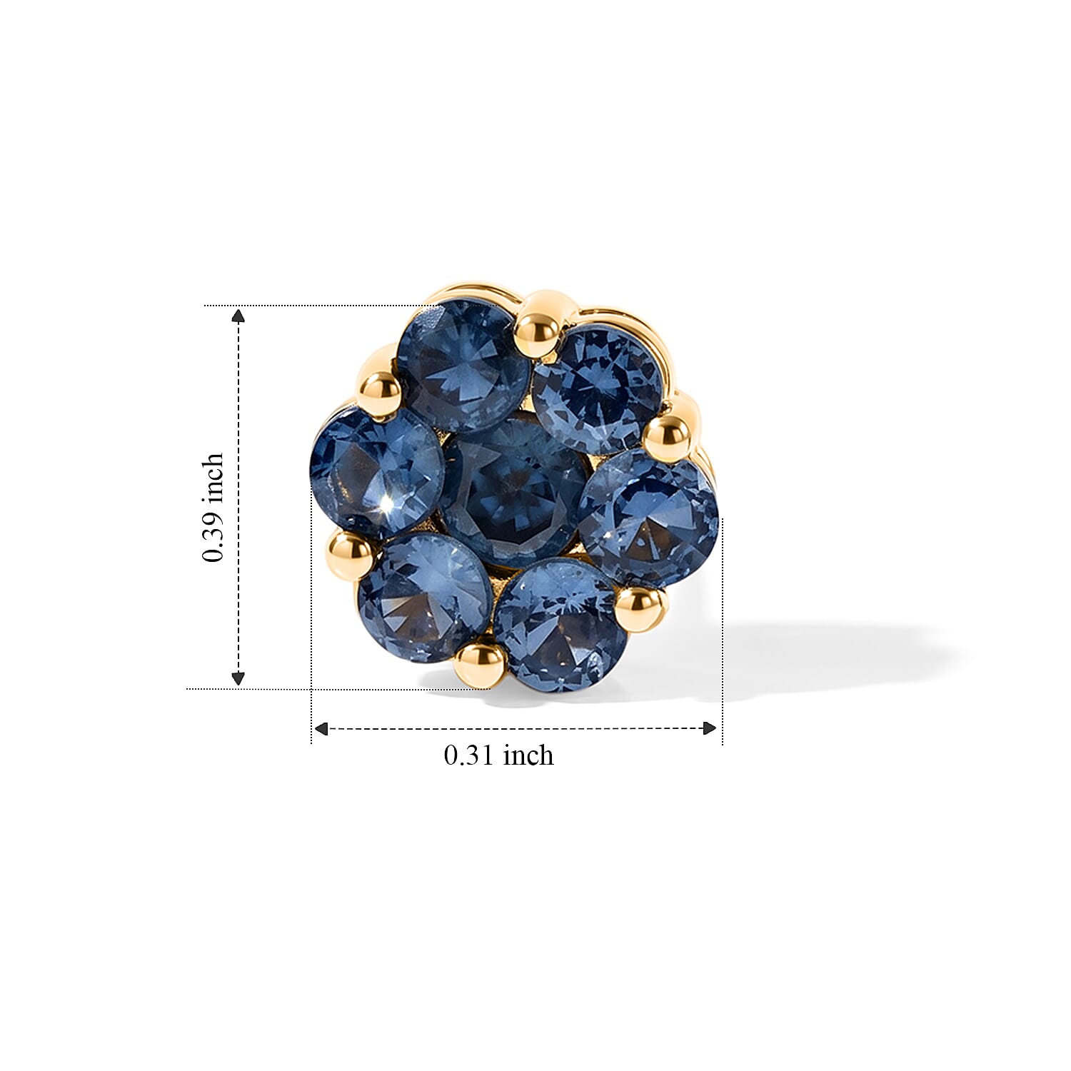 D'Joy Premium Montana Sapphire 2.25 ctw Mountain Bloom Earrings in 18K Vermeil Yellow Gold Over Sterling Silver