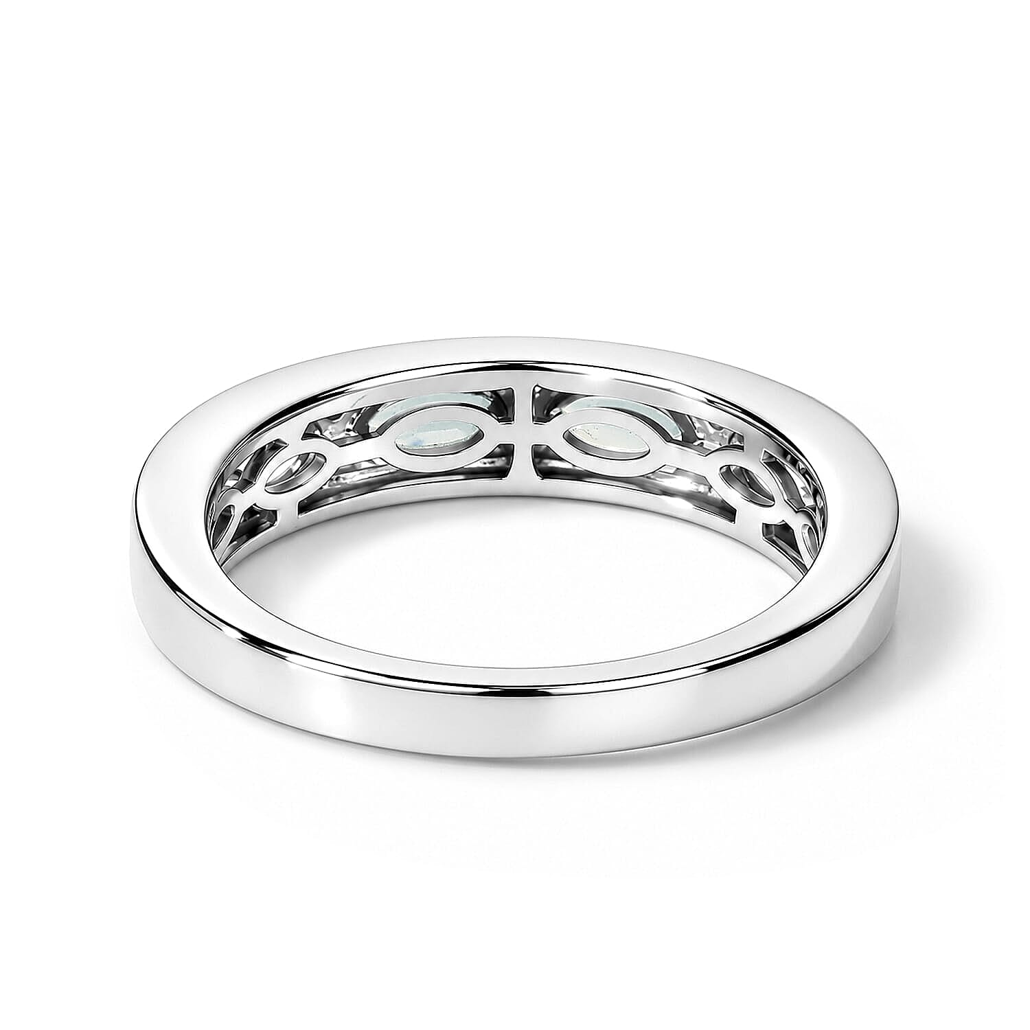 D'Joy Montana Sapphire and Moissanite 1.30 ctw Rockies Journey Ring in Rhodium Over Sterling Silver (Size 6.0)