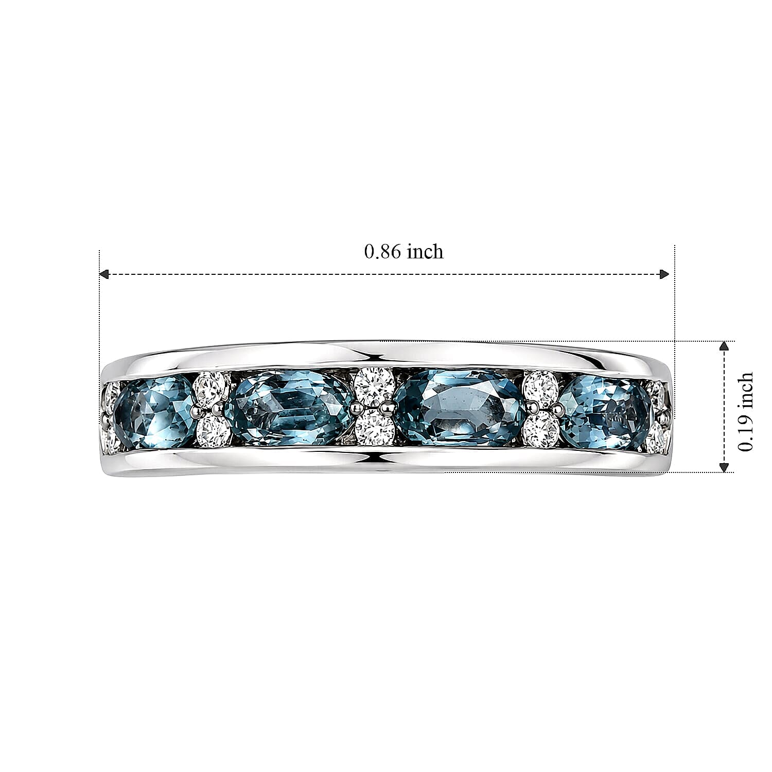 D'Joy Montana Sapphire and Moissanite 1.30 ctw Rockies Journey Ring in Rhodium Over Sterling Silver (Size 6.0)