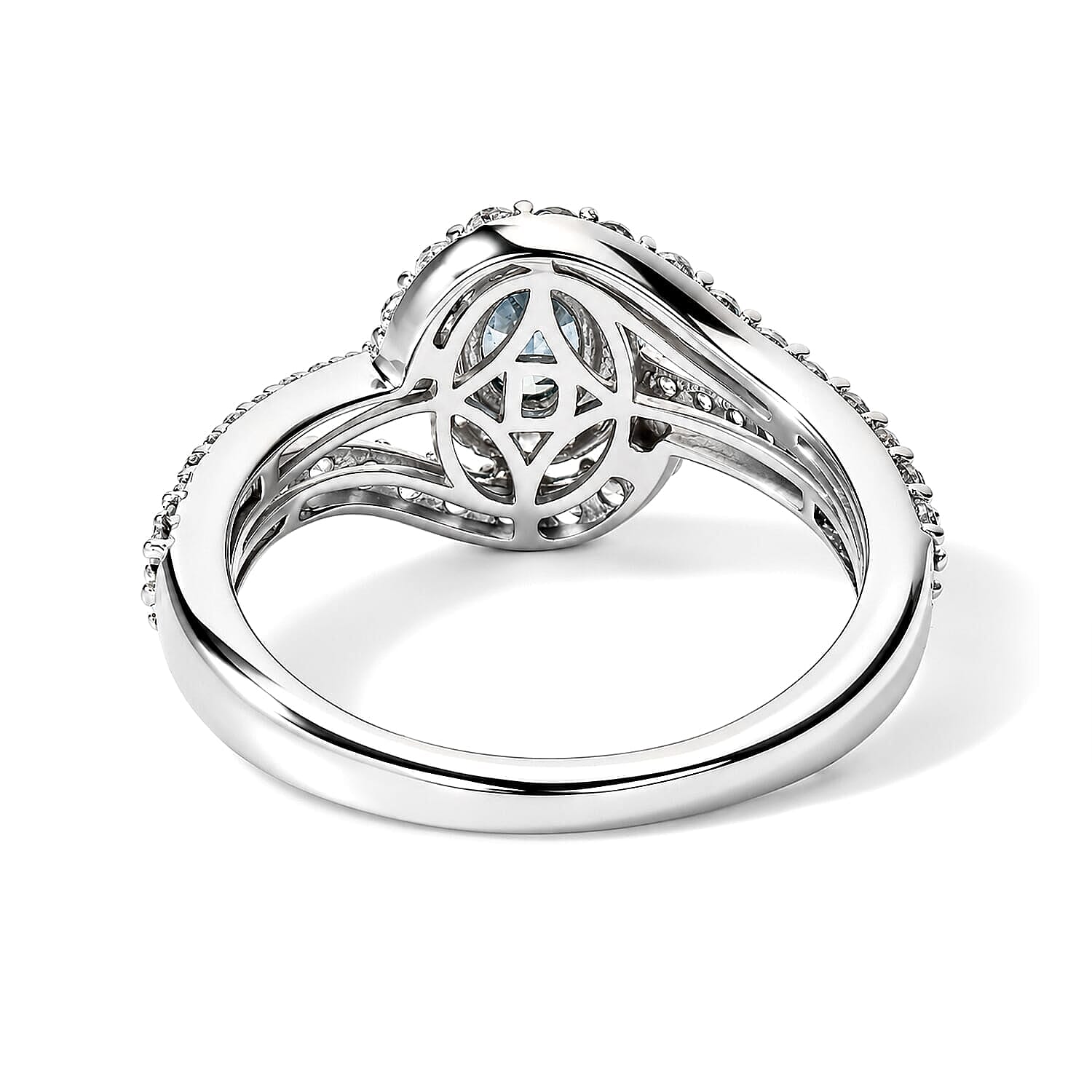 D'Joy Montana Sapphire and White Zircon 1.40 ctw Alpine Infinity Ring in Rhodium Over Sterling Silver (Size 5.0)