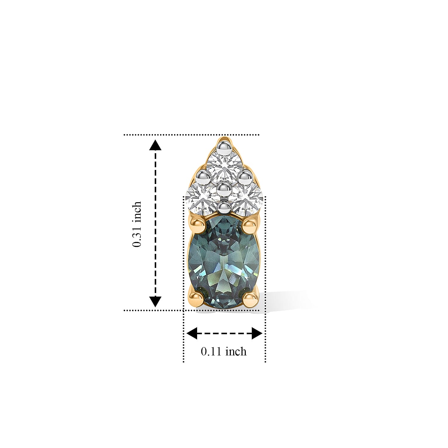 D'Joy Montana Sapphire and Moissanite 0.60 ctw Summit Crown Studs Earrings in 18K Vermeil Yellow Gold Over Sterling Silver