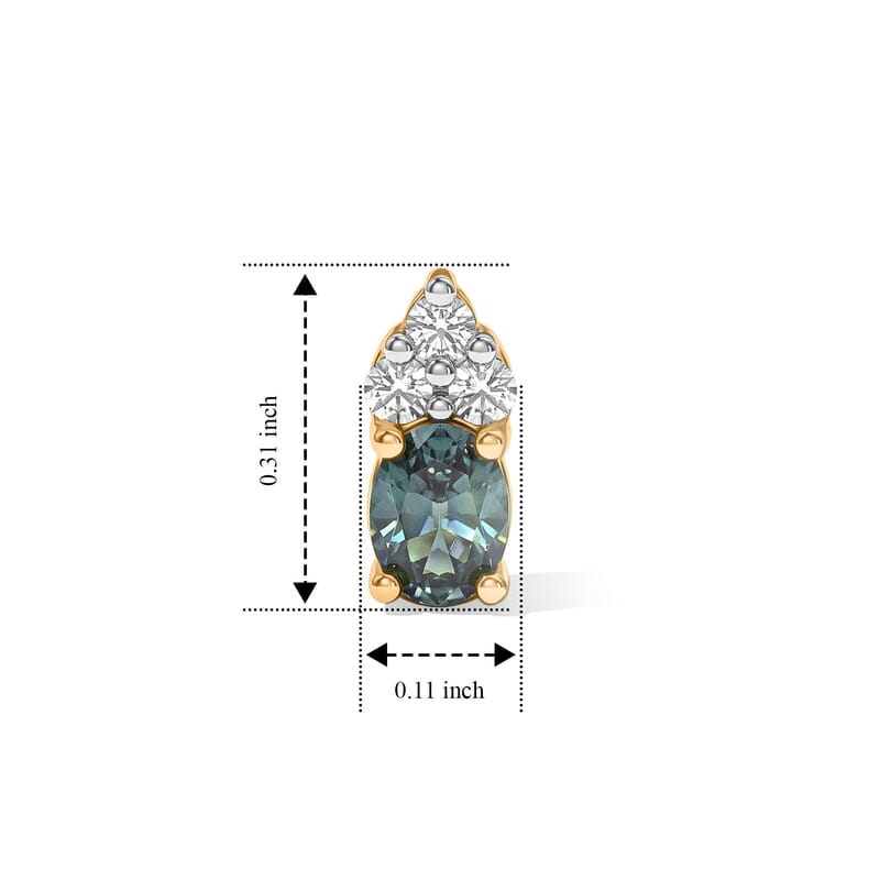 D'Joy Montana Sapphire and Moissanite 0.60 ctw Summit Crown Studs Earrings in 18K Vermeil Yellow Gold Over Sterling Silver