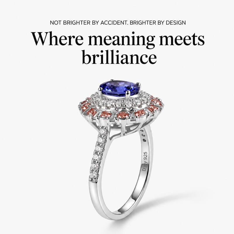 Certified & Appraised D'Joy Premium Tanzanite and Multi Gemstone 2.00 ctw Ring in Rhodium Over Sterling Silver (Size 6.0)