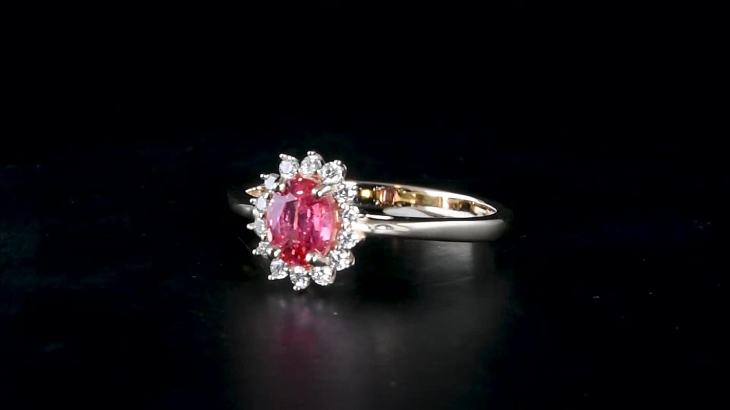 Luxoro 14K Yellow Gold AAA Padparadscha Sapphire (BT),Diamond (I2) (0.22 cts) Ring (Size 6.0) 1.00 ctw