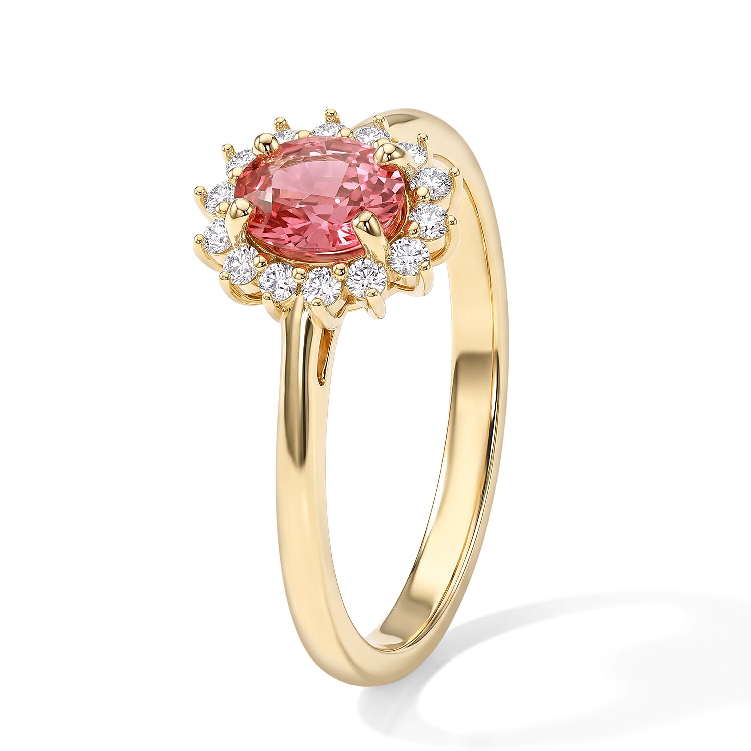 Luxoro AAA Padparadscha Sapphire (BT) and Diamond I2 1.00 ctw Ring in 14K Yellow Gold (Size 8.0)
