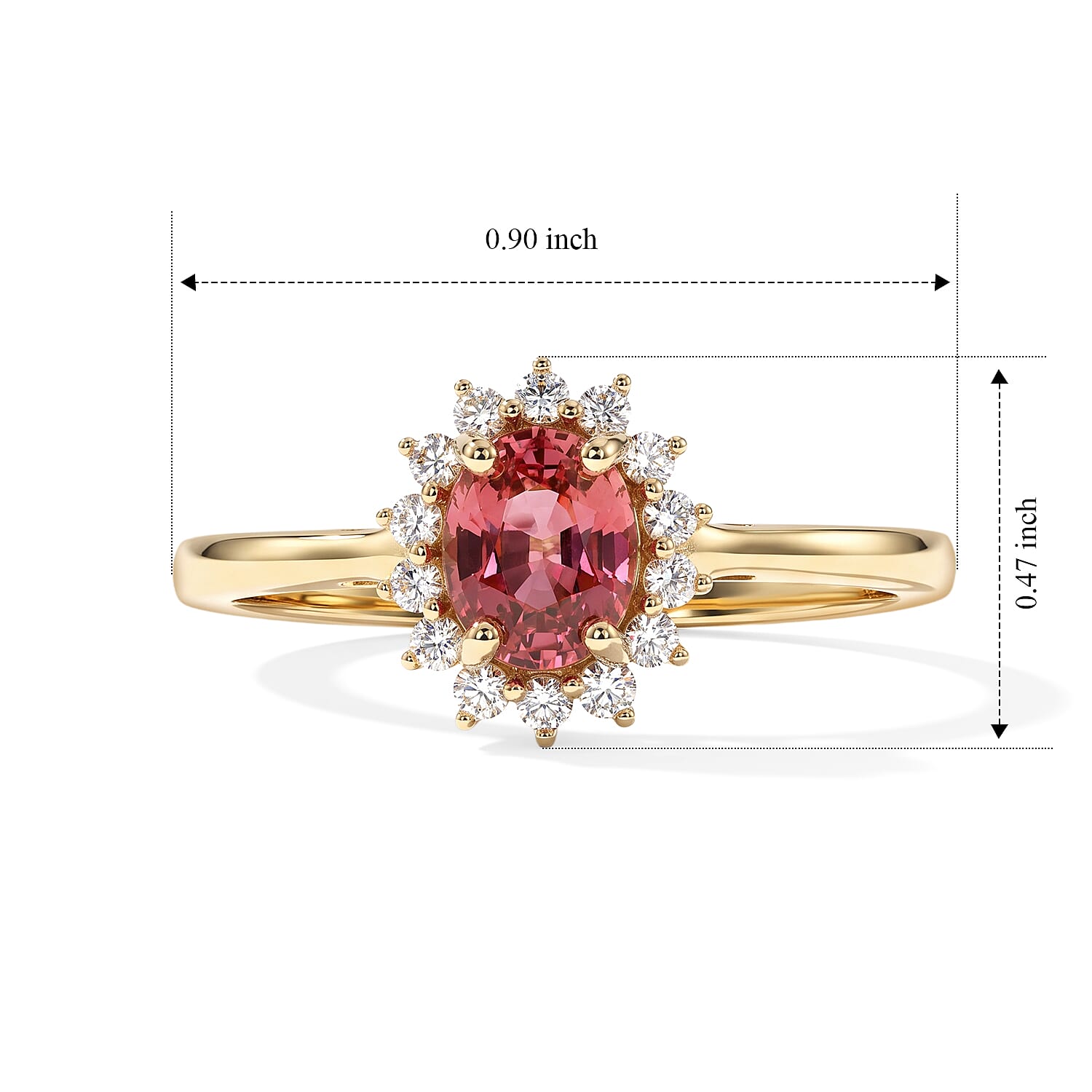 Luxoro AAA Padparadscha Sapphire (BT) and Diamond I2 1.00 ctw Ring in 14K Yellow Gold (Size 8.0)