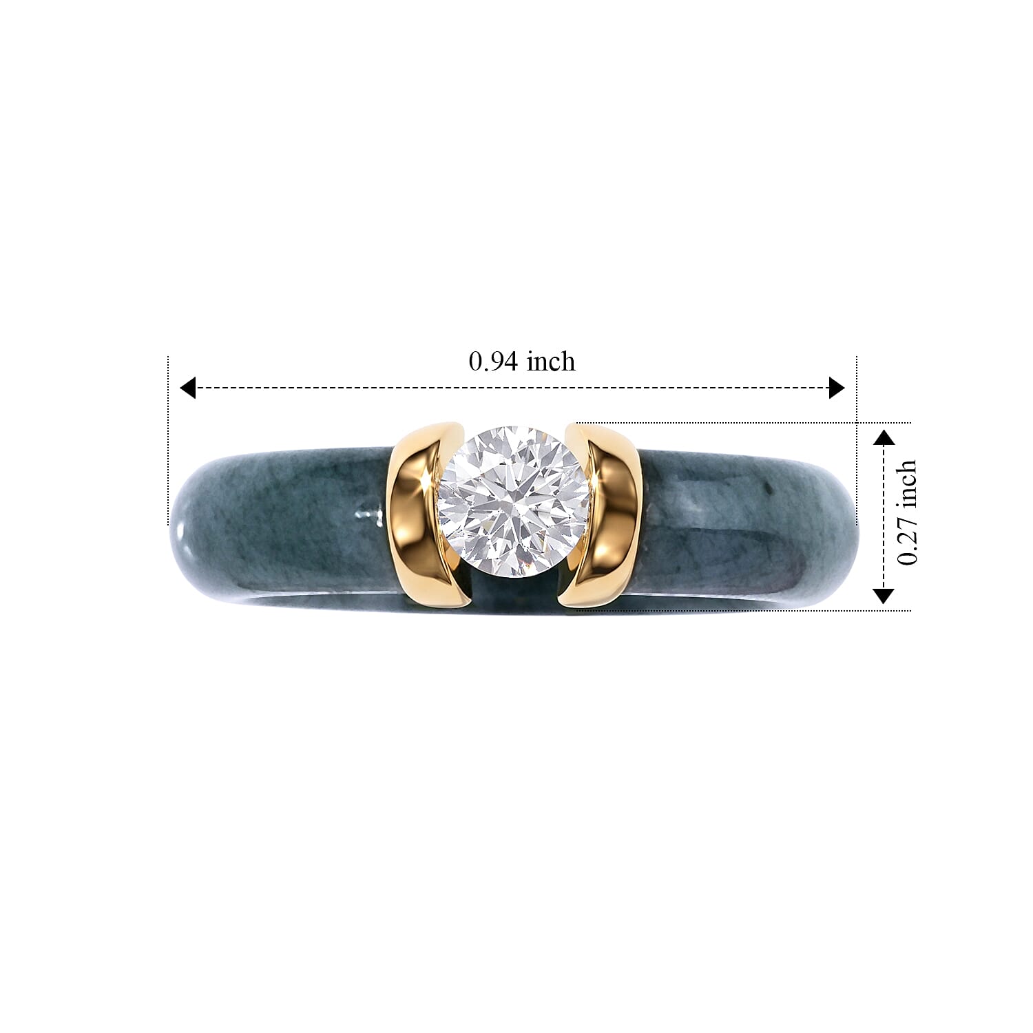 D'Joy Moissanite and Natural Olmec Jadeite 11.40 ctw Band Ring in 18K YG Plated Sterling Silver (Size 5.0)