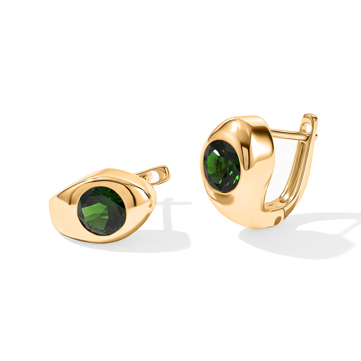 D'Joy Chrome Diopside 1.70 ctw J Hoop Earrings in 18K Vermeil Yellow Gold Over Sterling Silver