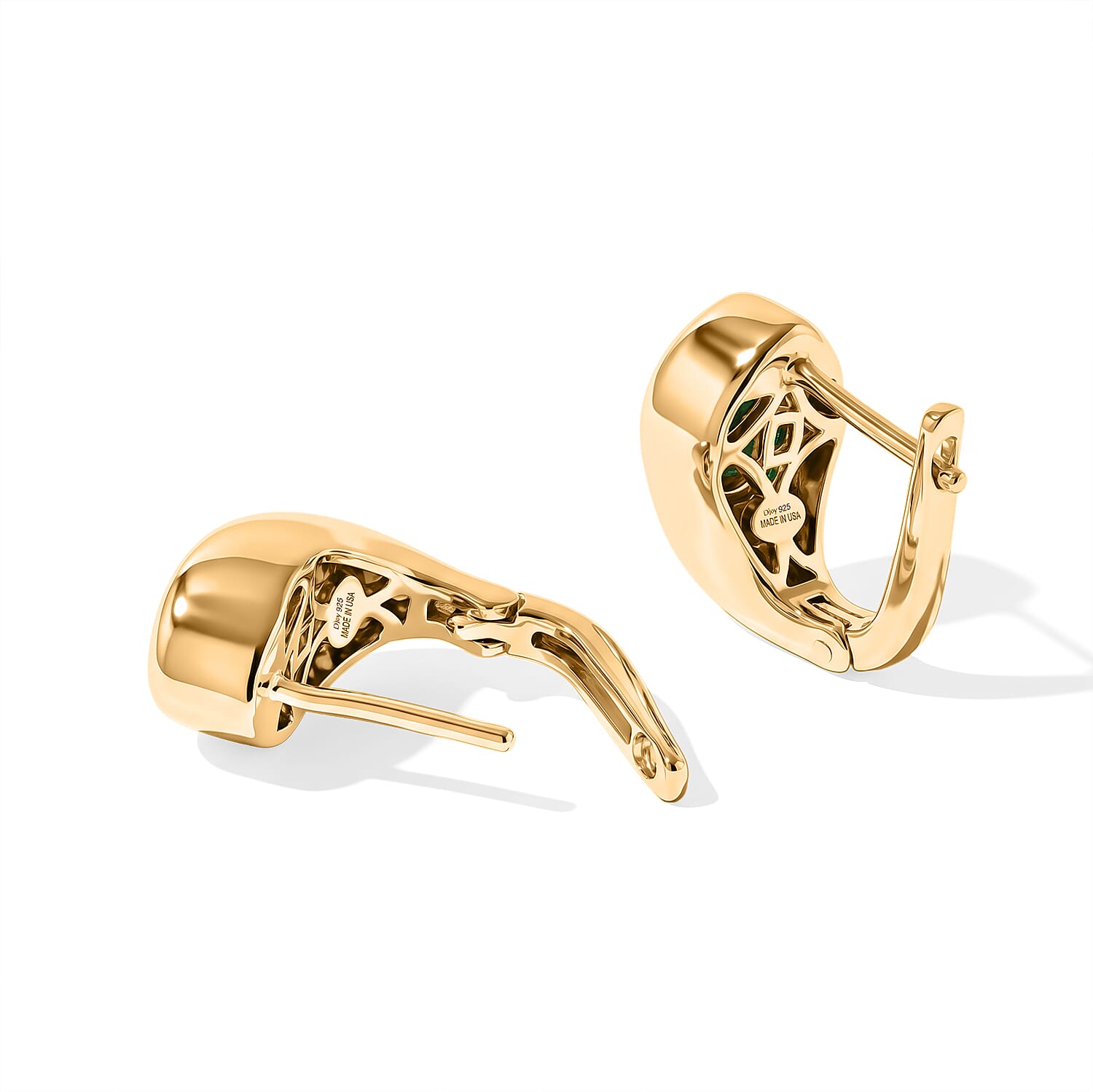 D'Joy Chrome Diopside 1.70 ctw J Hoop Earrings in 18K Vermeil Yellow Gold Over Sterling Silver