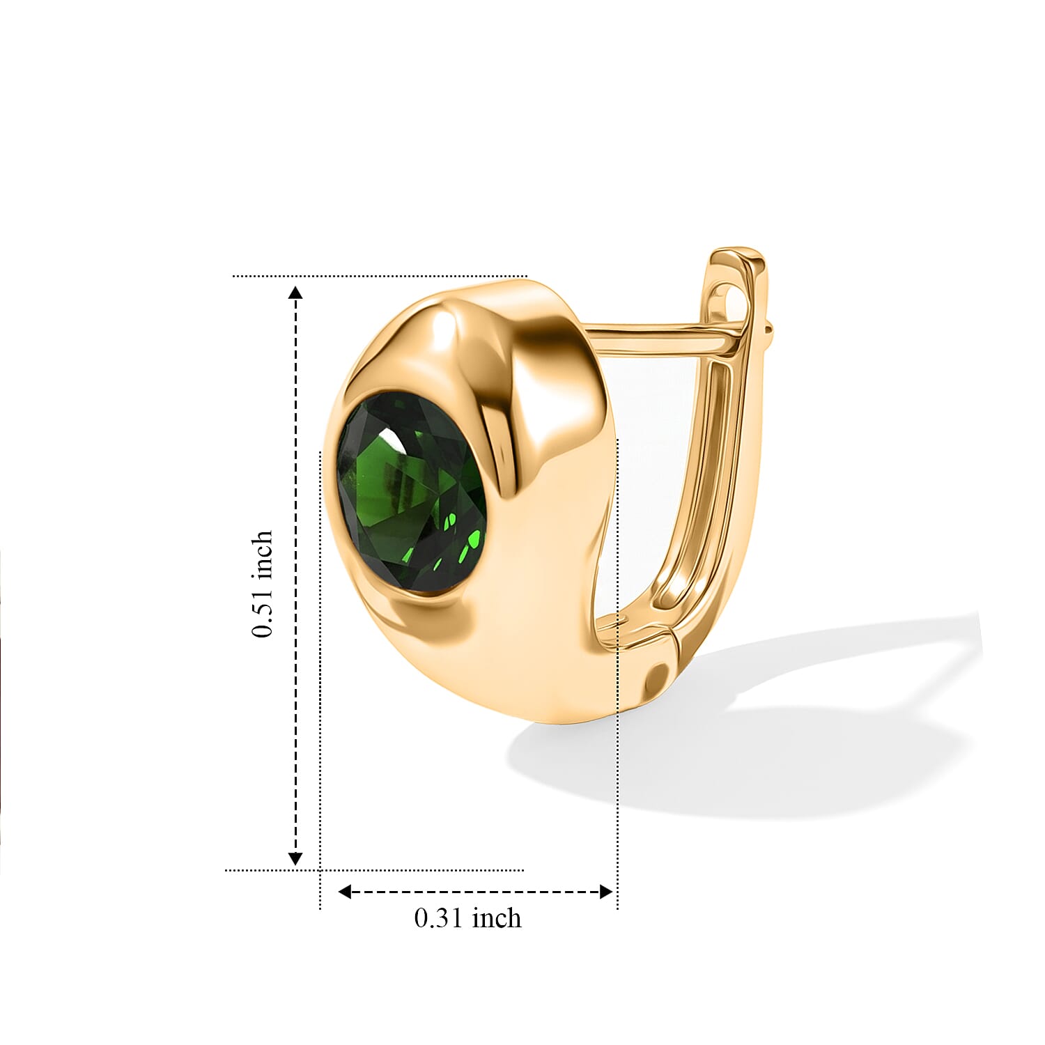D'Joy Chrome Diopside 1.70 ctw J Hoop Earrings in 18K Vermeil Yellow Gold Over Sterling Silver
