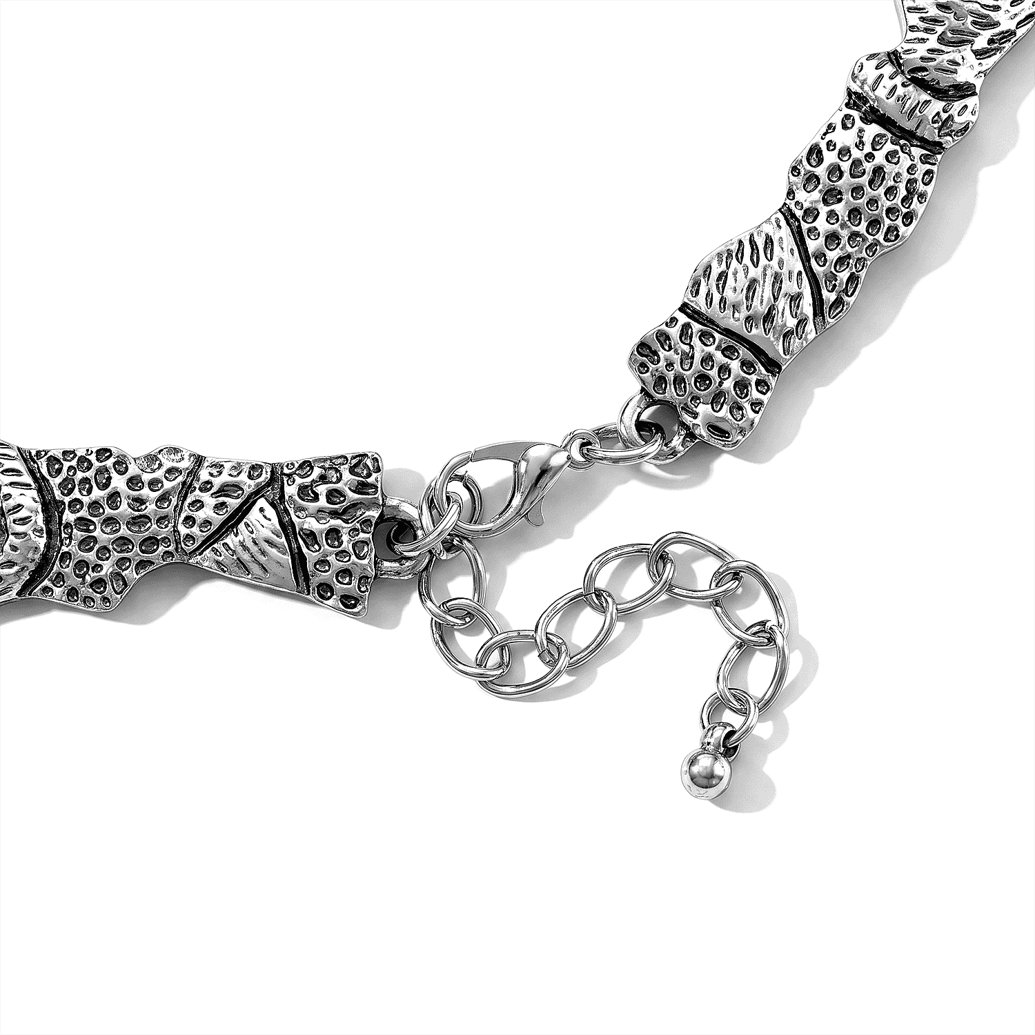 Blue Howlite 40.00 ctw Necklace in Silvertone 16.5-18.50 Inches